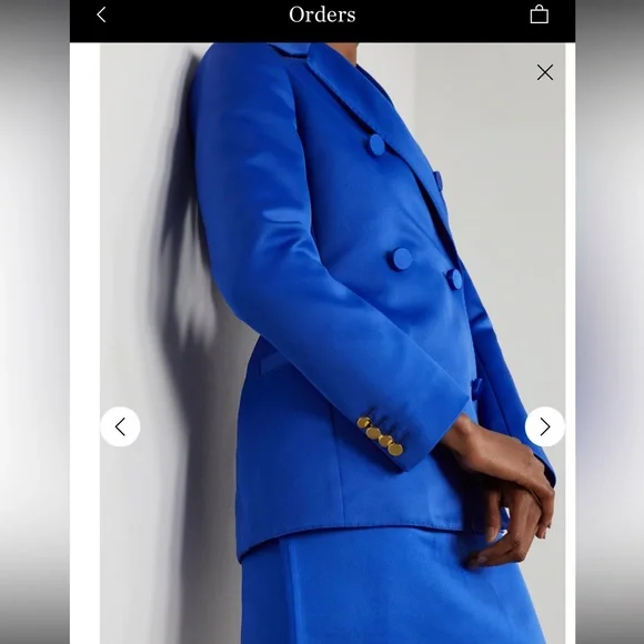 AZ Factory Cobalt Blue Satin Blazer & Mini Skirt Suit Graduation - Picture 2 of 16